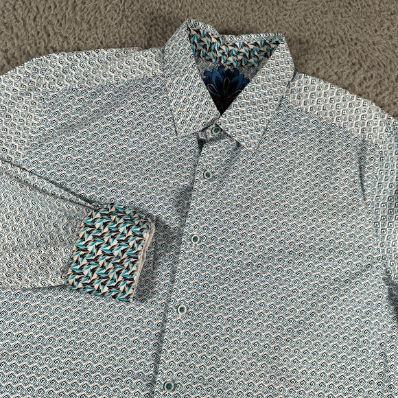 Robert Graham Shirt Men's XL Geometric Diamond Button‎ Up Flip Cuffs Classic Fit - Picture 1 of 9